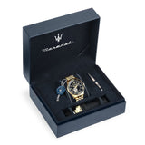 Maserati SFIDA Special Edition Automatic Black Dial Gold Steel Strap Watch for Men - R8823140012