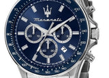Maserati SFIDA Chronograph Blue Dial Silver Steel Strap Watch for Men - R8873640025