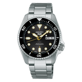 Seiko 5 Sports SKX Street Stonewash Black Dial Silver Steel Strap Watch for Men - SRPL79K1