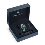 Maserati Sorpasso Chronograph Green Dial Silver Steel Strap Watch for Men - R8873624002