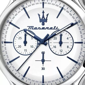Maserati Epoca Chronograph White Dial Silver Steel Strap Watch for Men - R8873618034