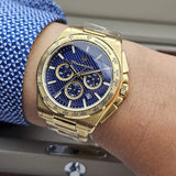 Maserati Velocità Chronograph Blue Dial Gold Steel Strap Watch for Men - R8873652002
