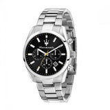 Maserati Attrazione Chronograph Black Dial Silver Steel Strap Watch for Men - R8853151010