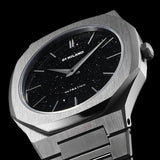D1 Milano Ultra Thin Aventurine Black Dial Silver Steel Strap Watch for Men - D1-UTBJ29