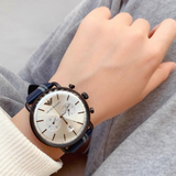 Emporio Armani Aviator Silver Dial Two Tone Leather Strap Watch for Men - AR11202