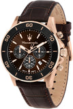 Maserati Competizione Chronograph Brown Dial Brown Leather Strap Watch for Men - R8871600001
