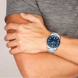 Emporio Armani Sigma Blue Dial Silver Steel Strap Watch for Men - AR11100