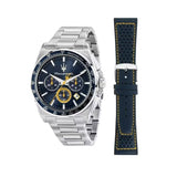 Maserati Velocità Chronograph Blue Dial Silver Steel Strap Watch for Men - R8873652001