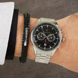 Maserati Tradizione Chronograph Black Dial Silver Steel Strap Watch for Men - R8873646004