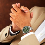 Maserati Stile Chronograph Green Dial Silver Steel Strap Watch for Men - R8873642011