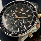 Maserati SFIDA Chronograph Black Dial Black Silicone Strap Watch for Men - R8871640005
