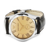 Emporio Armani Classic Beige Dial Brown Leather Strap Watch for Men - AR0645