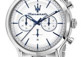 Maserati Epoca Chronograph White Dial Silver Steel Strap Watch for Men - R8873618034