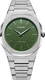 D1 Milano Ultra Thin Moss Green Dial Silver Steel Strap Watch for Men - D1-UTBJ06