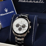 Maserati Attrazione Chronograph White Dial Silver Steel Strap Watch for Men - R8853151004
