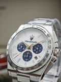 Maserati Velocità Chronograph White Dial Silver Steel Strap Watch for Men - R8873652007