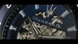 Maserati SFIDA Skeleton Automatic Blue Dial Silver Steel Strap Watch for Men - R8823140011