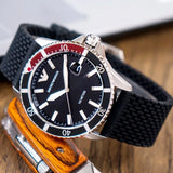 Emporio Armani Diver Black Dial Black Silicon Strap Watch for Men - AR11341