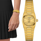 Tissot PRX 25mm Gold DIal Gold Steel Strap Watch for Women - T137.010.33.021.00