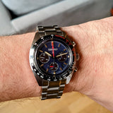 Seiko Prospex Speedtimer Solar Chronograph Blue Dial Silver Steel Strap Watch for Men - SSC815