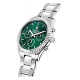 Maserati Competizione Chronograph Green Dial Silver Steel Strap Watch for Men - R8853100044