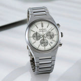 Seiko Conceptual Chronograph White Dial Silver Steel Strap Watch for Men - SSB451P1