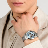 Maserati Successo Chronograph Ice Blue Dial Silver Steel Strap Watch for Men - R8873621044