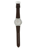 Emporio Armani Kappa Silver Dial Brown Leather Strap Watch for Men - AR11173
