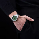 D1 Milano Ultra Thin Moss Green Dial Silver Steel Strap Watch for Men - D1-UTBJ06
