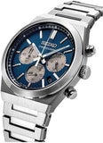 Seiko Conceptual Chronograph Blue Dial Silver Steel Strap Watch for Men- SSB453P1