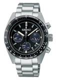 Seiko Prospex Speedtimer Solar Chronograph Black Dial Silver Steel Strap Watch for Men - SSC819
