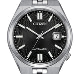 Citizen Tsuyosa 60 Automatic Black Dial Silver Steel Strap Watch for Men - NK0020-55E