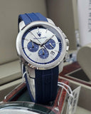 Maserati Successo Chronograph Silver Dial Blue Silicone Strap Watch for Men - R8871621042