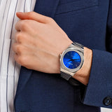 D1 Milano Ultra Thin Blue Dial Silver Steel Strap Watch for Men - D1-UTBJ09