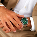Maserati Attrazione Chronograph Green Dial Silver Steel Strap Watch for Men - R8853151011