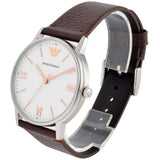 Emporio Armani Kappa Silver Dial Brown Leather Strap Watch for Men - AR11173