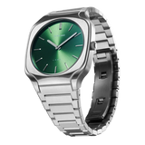 D1 Milano Square Eden Green Dial Silver Steel Strap Watch for Men - D1-SQBJ06