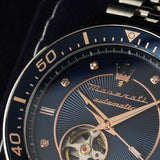 Maserati SFIDA Special Edition Automatic Blue Dial Silver Steel Strap Watch for Men - R8823140013
