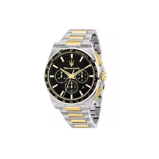 Maserati Velocità Chronograph Black Dial Two Tone Steel Strap Watch for Men - R8873652003