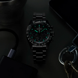 Seiko Prospex Speedtimer The Black Series Limited Edition Black Dial Black Steel Strap Watch for Men - SSC917