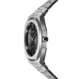 D1 Milano Ultra Thin Black Dial Silver Steel Strap Watch for Women - D1-UTBL05