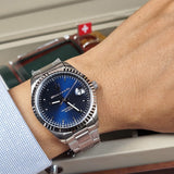 Maserati Competizione Blue Dial Silver Steel Strap Watch for Men - R8853100029