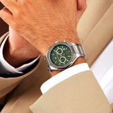 Maserati Stile Chronograph Green Dial Silver Steel Strap Watch for Men - R8873642011