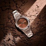 D1 Milano Ultra Thin Brown Dial Brown Steel Strap Watch for Women - D1-UTBL38