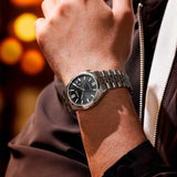 Citizen Tsuyosa 60 Automatic Black Dial Silver Steel Strap Watch for Men - NK0020-55E