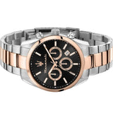 Maserati Attrazione Chronograph Black Dial Two Tone Steel Strap Watch for Men - R8853151002
