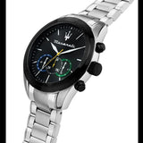 Maserati Traguardo Chronograph Black Dial Silver Steel Strap Watch for Men - R8873612061