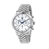Maserati Epoca Chronograph White Dial Silver Steel Strap Watch for Men - R8873618034
