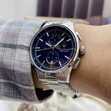 Maserati Sorpasso Chronograph Blue Dial Silver Steel Strap Watch for Men - R8873624004