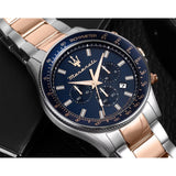 Maserati SFIDA Chronograph Blue Dial Two Tone Steel Strap Watch for Men - R8873640022